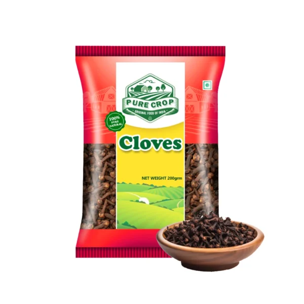 Potent, whole Cloves (Laung) with a warm, pungent aroma. Perfect for seasoning, baking, and aromatic beverages. Available in 100gm to 1Kg packs.